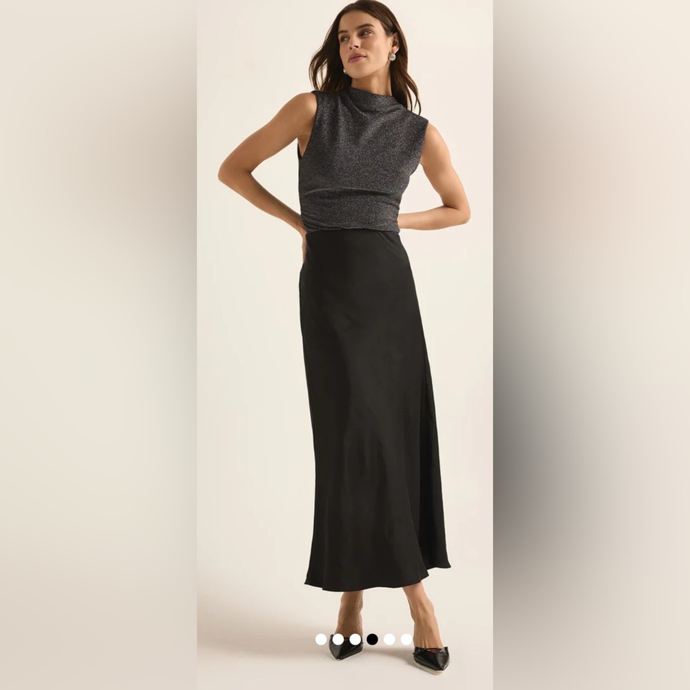 Z SUPPLY EUROPA MIDI SLIP SKIRT BLACK - SIZE S